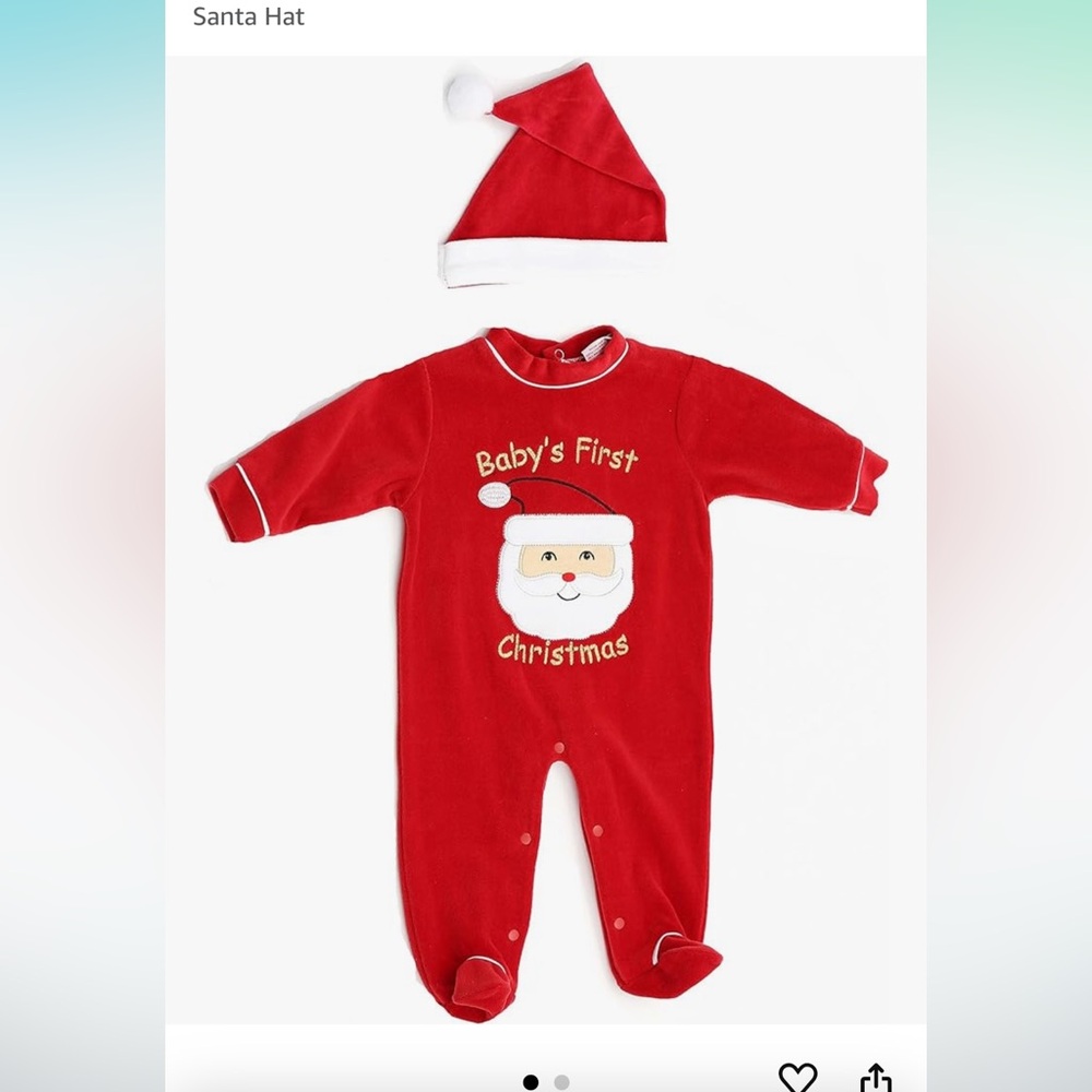 NWT for baby & infant with matching Santa hat still in the package. 6-9M